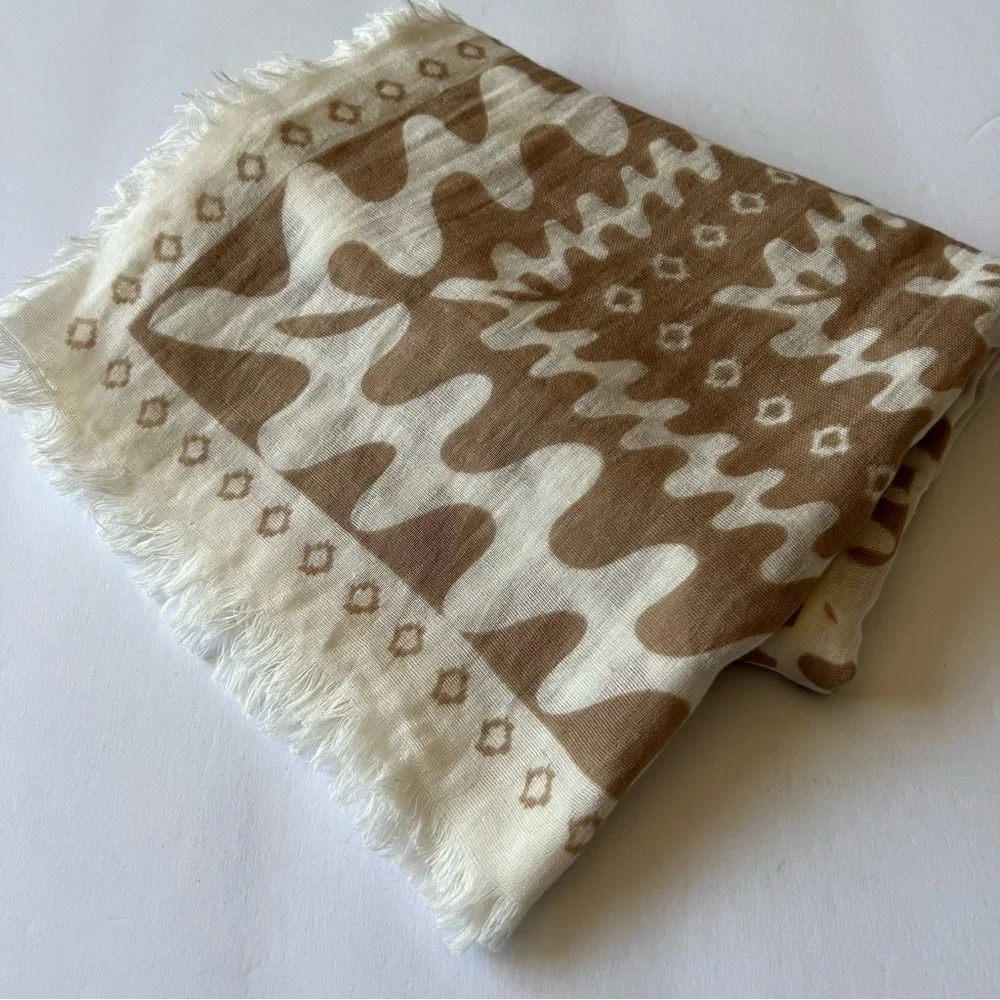 RAG AND BONE ASTRA SWIGGLY COTTON SCARF VANILLA LARGE NWOT